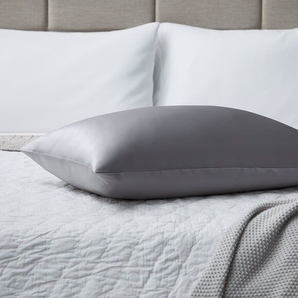 Silk Pillow Case Mulberry Silk Satin Pillow Sham Oeko-Tex Gray/Slvr Sz STD/Queen - Picture 5 of 10